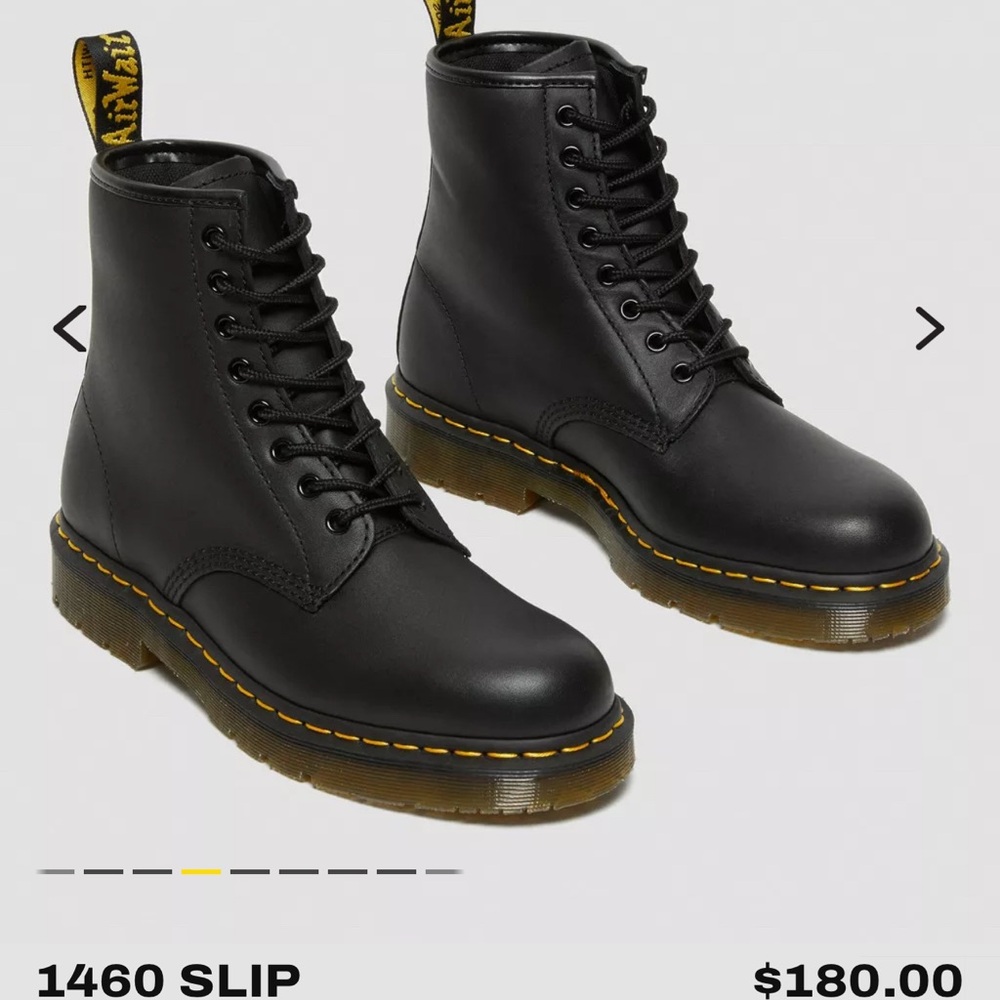Dr. Martens 1460 Black Boots with Yellow Stitching